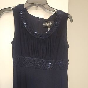Elegant Navy Blue Sleeveless Dress with Sequins